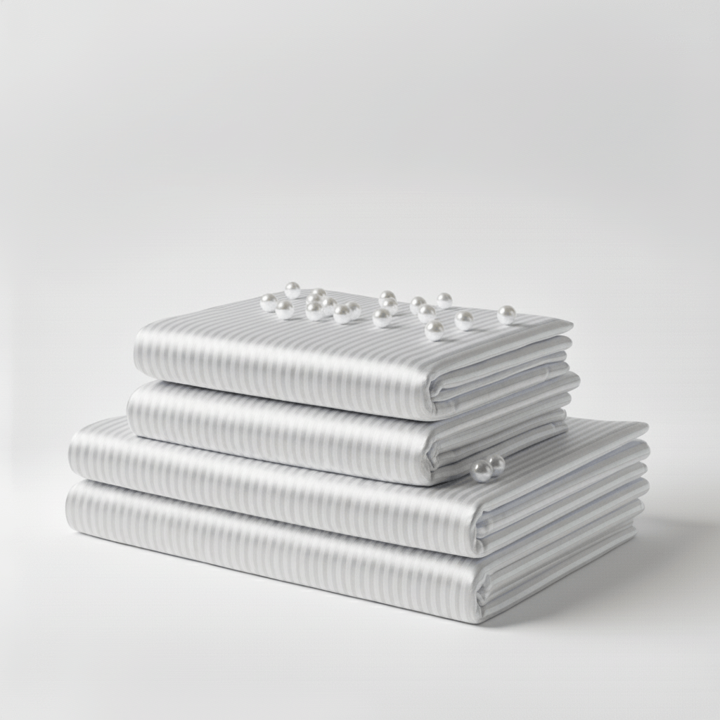 Satin Sheet Set - Striped White