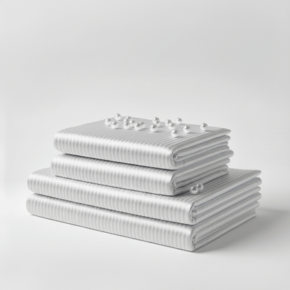Satin Sheet Set - Striped White