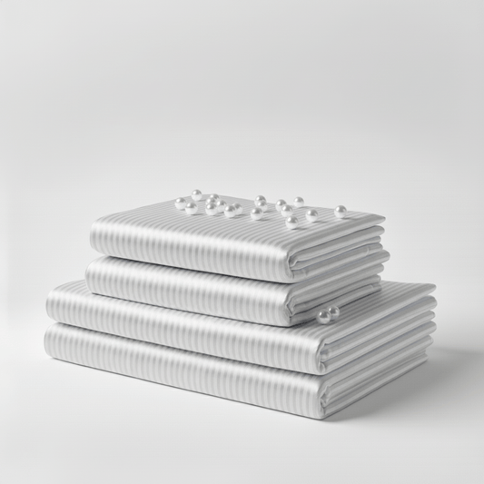 Satin Sheet Set - Striped White